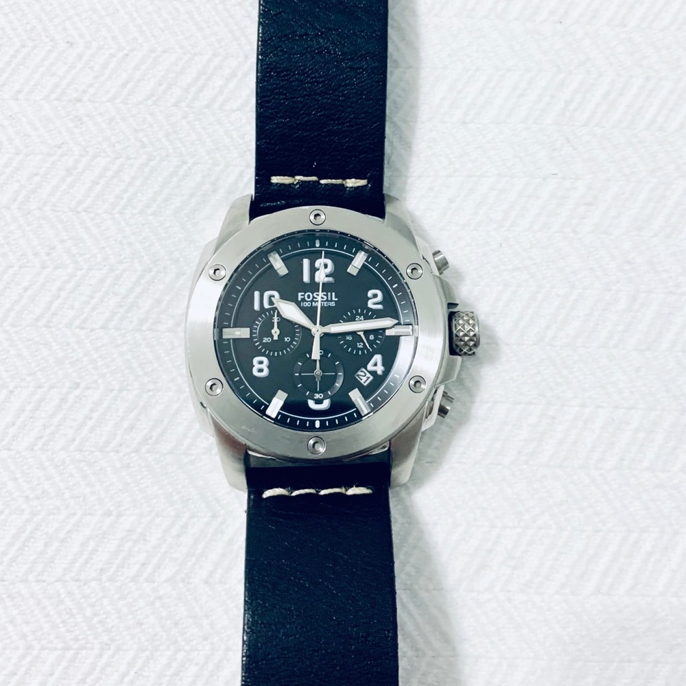 Modern Machine Chronograph Black Leather Watch